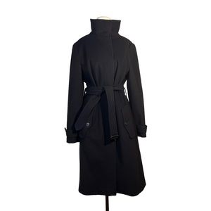 Authentic Burberry Black Belted Tailored Coat Winter Overcoat Wool Cashmere